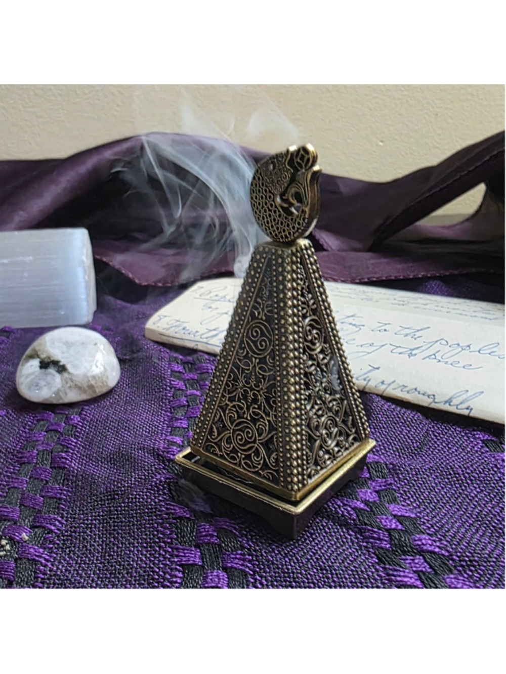 Brass Koi Fish Pagoda Incense Tower – Energetic Cleansing Censer